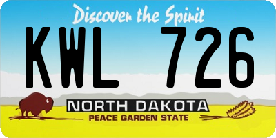 ND license plate KWL726