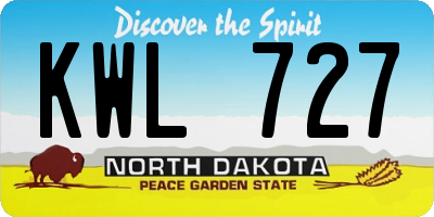 ND license plate KWL727
