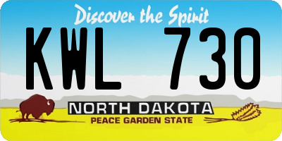 ND license plate KWL730