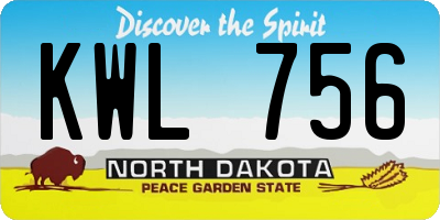 ND license plate KWL756