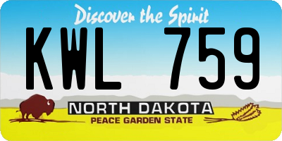 ND license plate KWL759