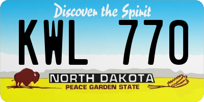 ND license plate KWL770