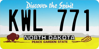 ND license plate KWL771