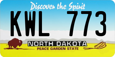 ND license plate KWL773