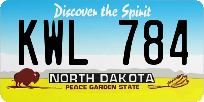 ND license plate KWL784