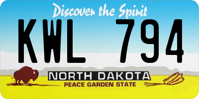ND license plate KWL794