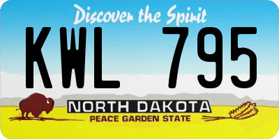 ND license plate KWL795