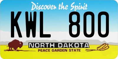 ND license plate KWL800