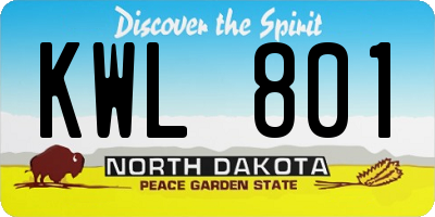 ND license plate KWL801