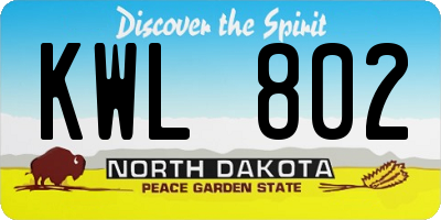 ND license plate KWL802