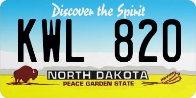ND license plate KWL820