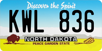 ND license plate KWL836