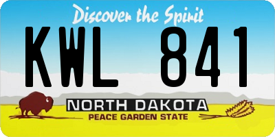 ND license plate KWL841