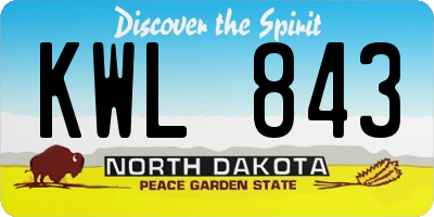 ND license plate KWL843