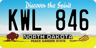 ND license plate KWL846