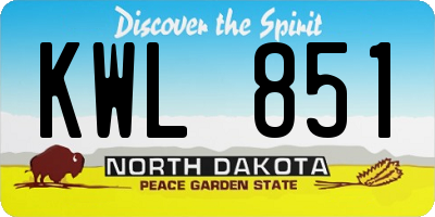 ND license plate KWL851