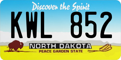 ND license plate KWL852