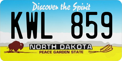 ND license plate KWL859