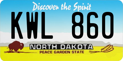 ND license plate KWL860