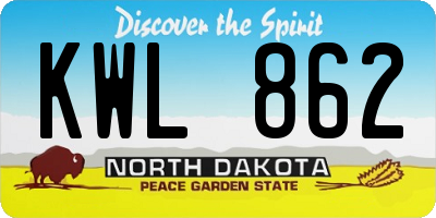 ND license plate KWL862