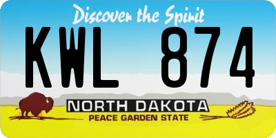 ND license plate KWL874