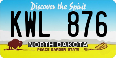 ND license plate KWL876