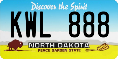 ND license plate KWL888