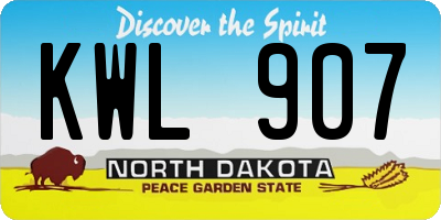 ND license plate KWL907