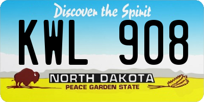 ND license plate KWL908