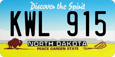 ND license plate KWL915