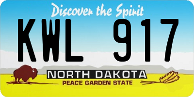 ND license plate KWL917