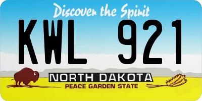 ND license plate KWL921