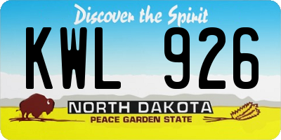 ND license plate KWL926