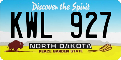 ND license plate KWL927