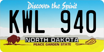 ND license plate KWL940