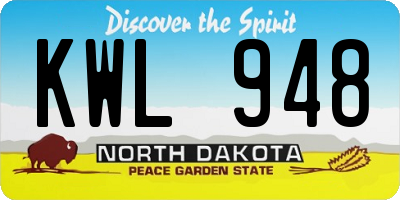 ND license plate KWL948