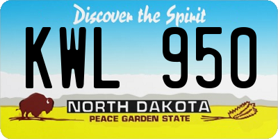 ND license plate KWL950