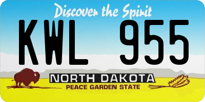 ND license plate KWL955