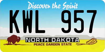 ND license plate KWL957