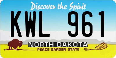 ND license plate KWL961
