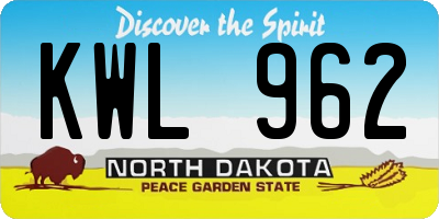 ND license plate KWL962