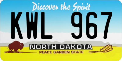 ND license plate KWL967