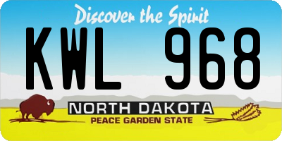 ND license plate KWL968