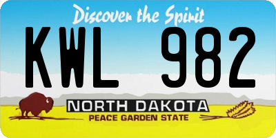 ND license plate KWL982