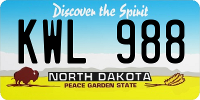 ND license plate KWL988