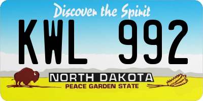 ND license plate KWL992