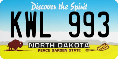 ND license plate KWL993
