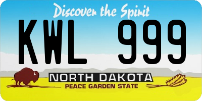 ND license plate KWL999