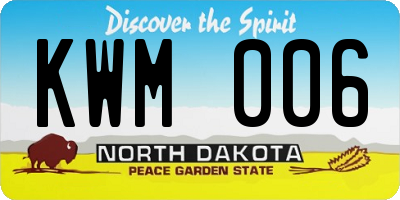 ND license plate KWM006