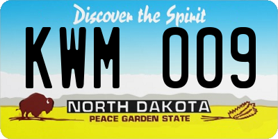 ND license plate KWM009